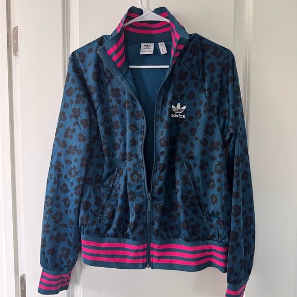 Adidas Women's Blue and Pink Bomber Jacket - Picture 2 of 4